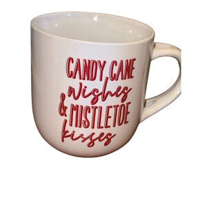 Candy Cane Wishes & Mistletoe Kisses White Ceramic Holiday Mug